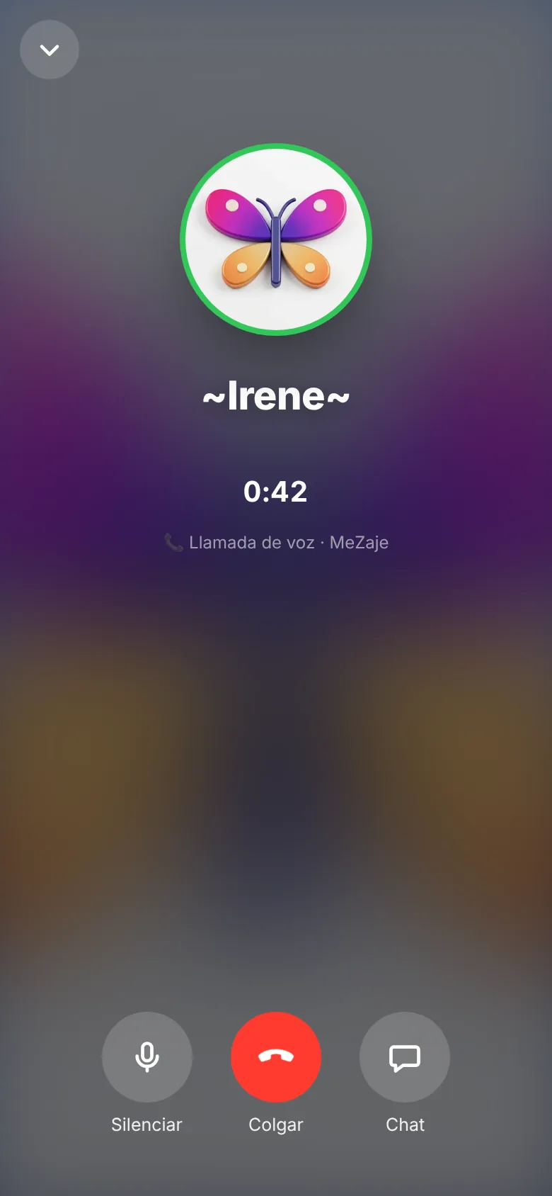 Llamada de voz en curso en MeZaje