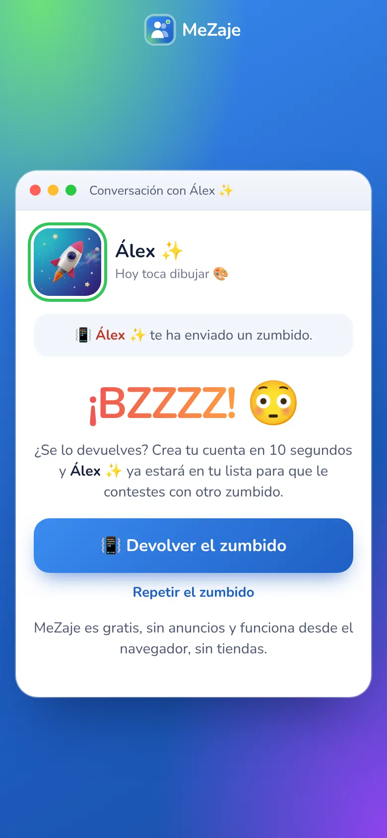 El zumbido a distancia abierto en un móvil: ¡BZZZZ!
